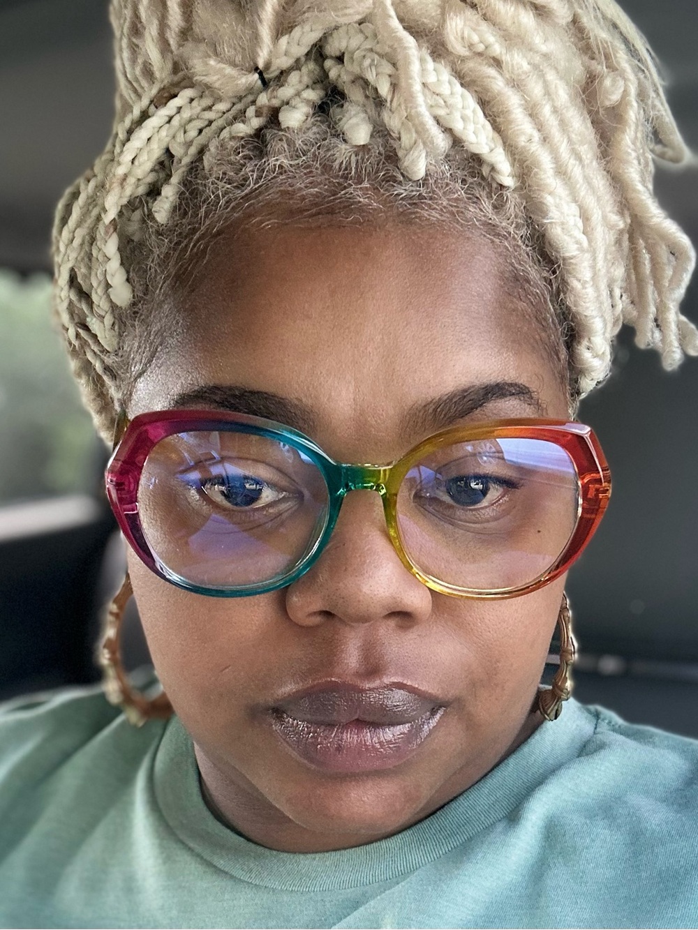 Rainbow Gradient Square Glasses Frames - Picture 3 of 3